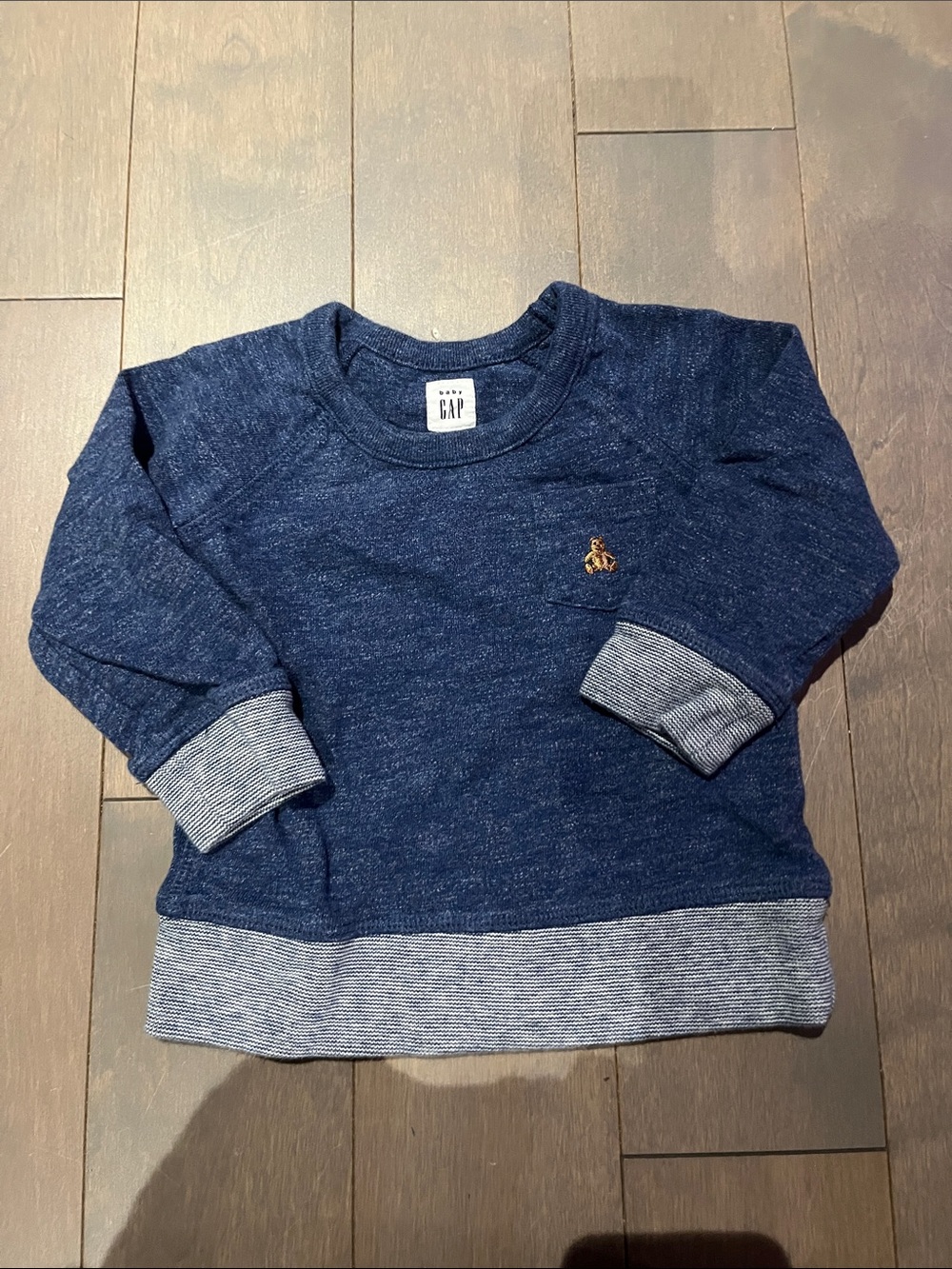 GAP Navy Blue Kids Sweatshirt with Striped Trim